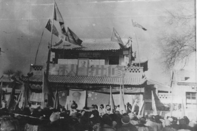 During the Cultural Revolution, Mongols played an important role as a "model minority," and their proximity to Beijing often met that minority policies for the nation were first enacted there. rally during the cultural revolution at a temple on the ordos